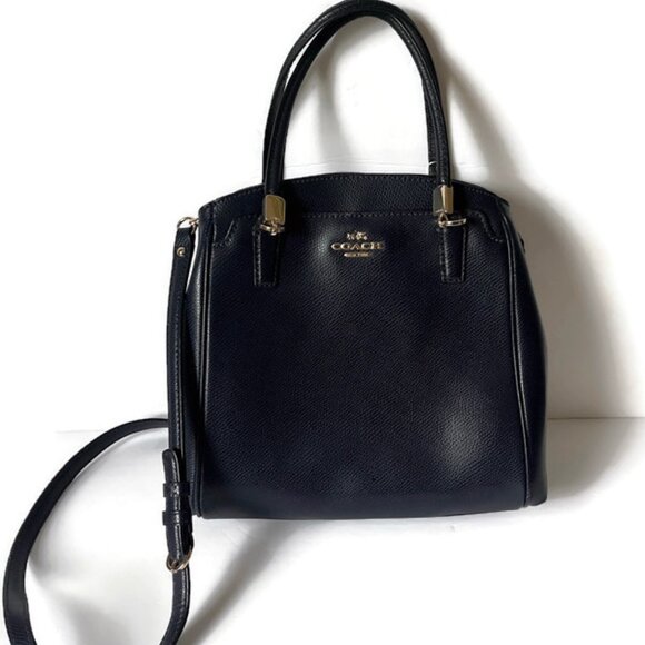 Coach F34663 Minetta Leather Handbag Satchel Midnight Blue Navy Crossbody Purse - Picture 1 of 10